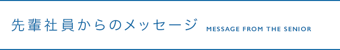 先輩社員からのメッセージ MESSAGE FROM THE SENIOR